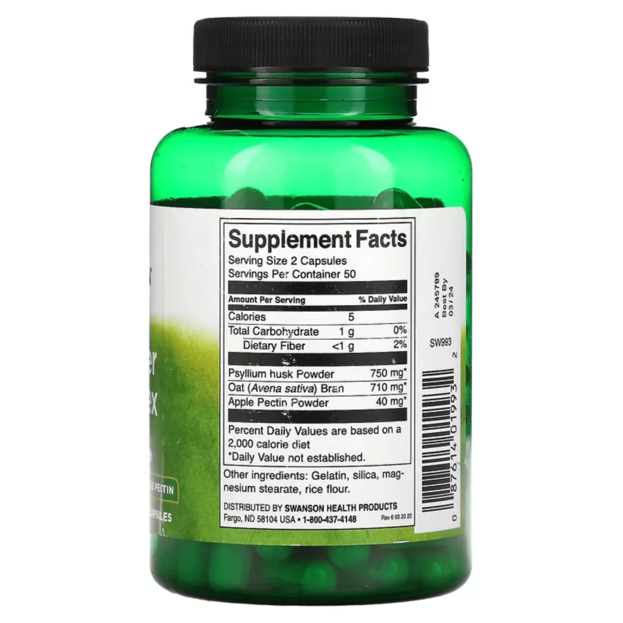 Swanson Tri-Fiber Complex nutrition facts(100 caps)