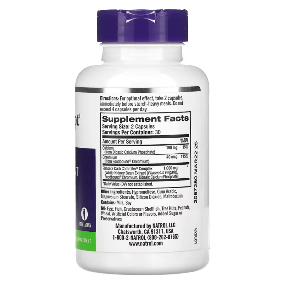 Natrol Carb Intercept with Phase 2 1000mg (60 Vegcaps) facts