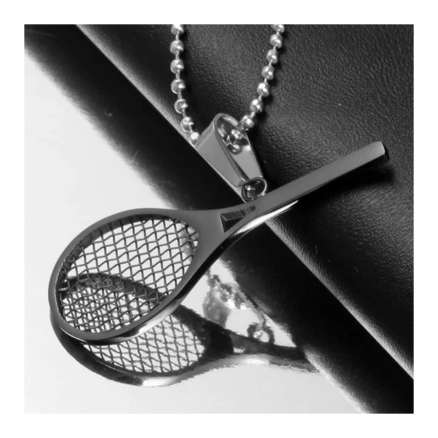Tennis-Racket-Pendant-Necklace-Fashion-Gift-Outdoor-Titanium-Steel-Beads-Chain-Unisex-Chain-Trendy-Choker (2)