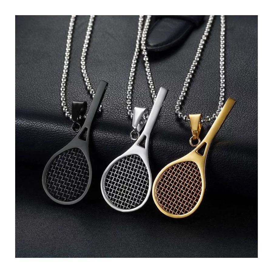 Tennis-Racket-Pendant-Necklace-Fashion-Gift-Outdoor-Titanium-Steel-Beads-Chain-Unisex-Chain-Trendy-Choker (1)
