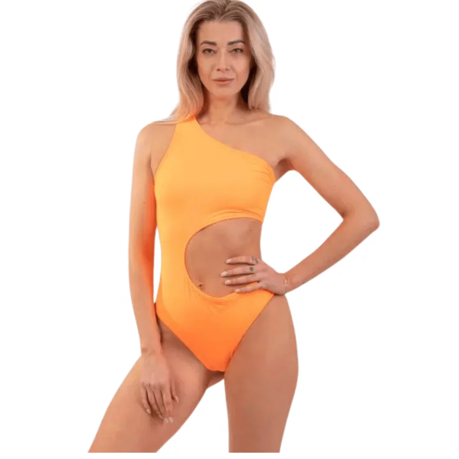 NEBBIA One Shoulder Asymmetrical Monokini 458 Orange Neon