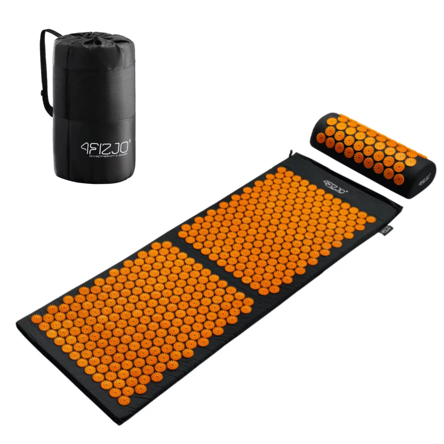 4FIZJO Accupressure Mat / Στρώμα Βελονισμού Με Μαξιλαράκι Μαύρο-Πορτοκαλί (110x42) - 1776