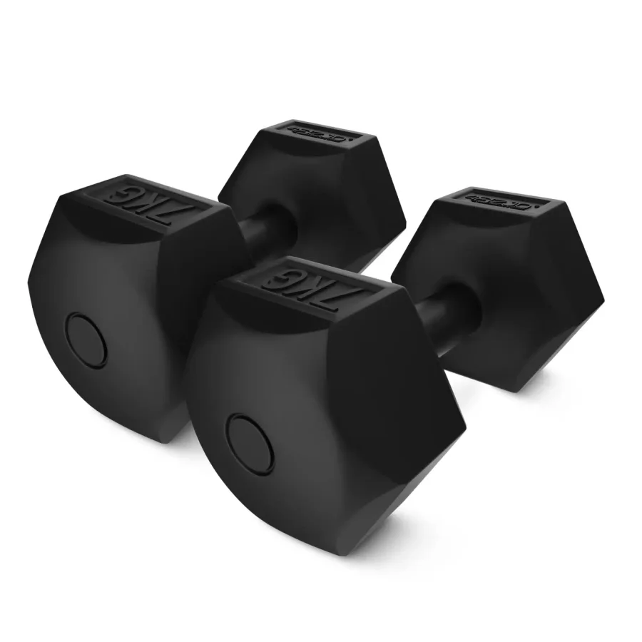 4FIZJO Αλτήρες Γυμναστικής Hex/Μαύροι (2 x 7 kg) - 9094