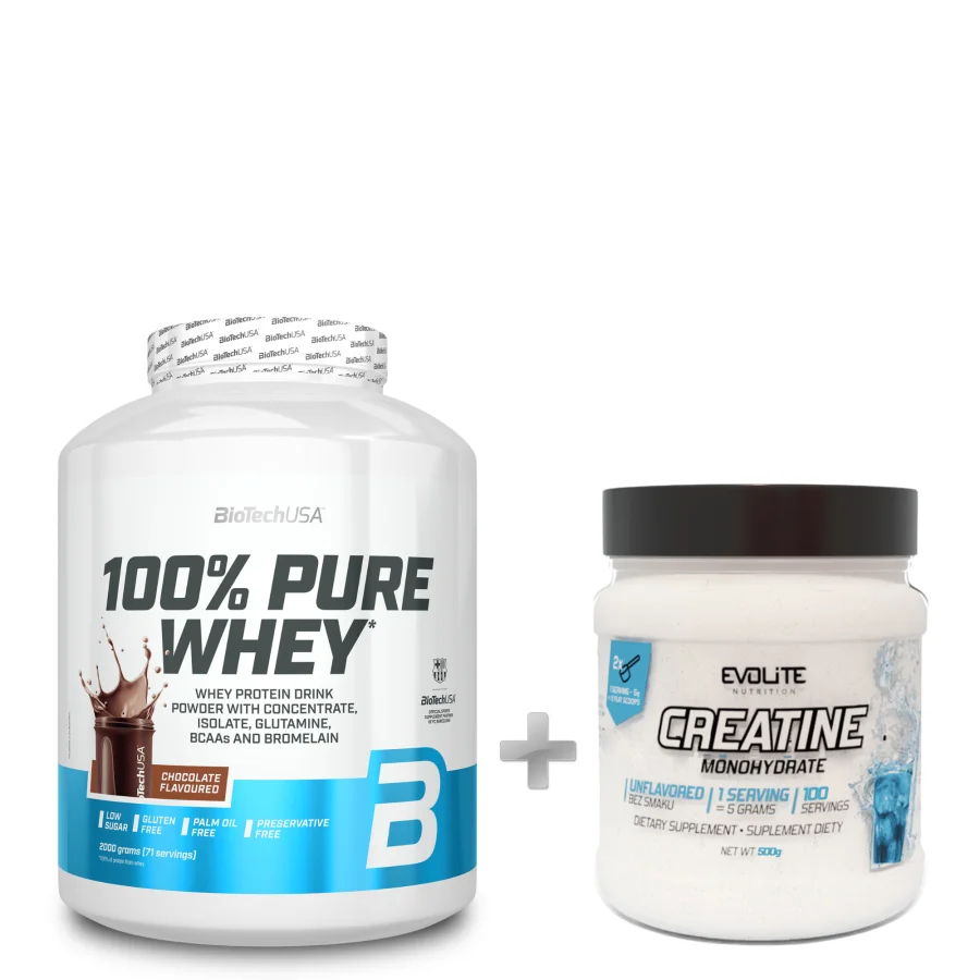 BioTechUSA Pure Whey (2000 gr) + Evolite Creatine Monohydrate (500gr)