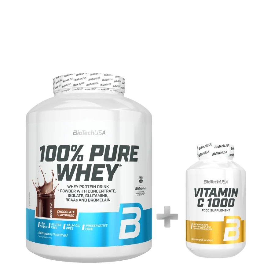BioTechUSA 100% Pure Whey (2000 gr) + BioTechUSA Vitamin C 1000 (100 Tabs)
