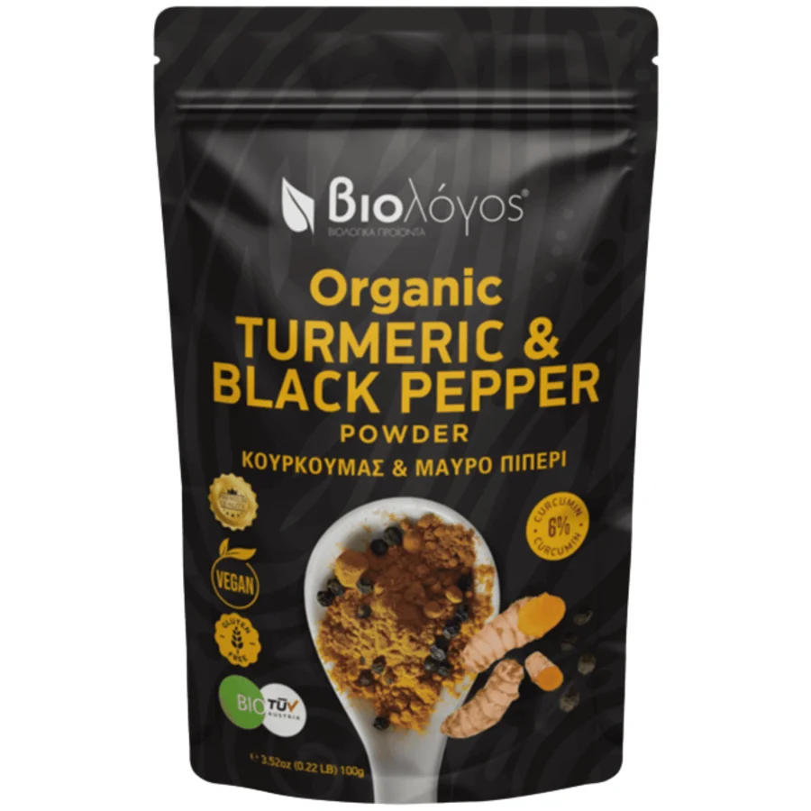 Biologos Κουρκουμάς με Μαύρο Πιπέρι σε Σκόνη Bio (100 gr)