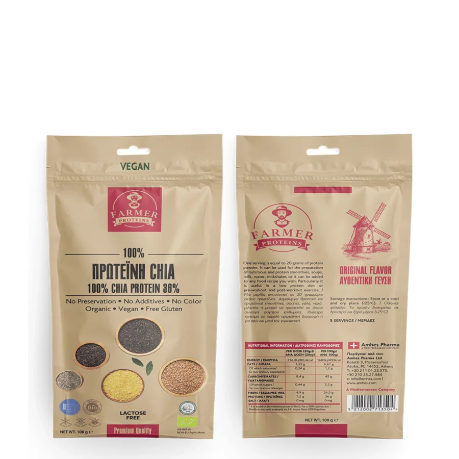Farmer Proteins Πρωτεΐνη Bio Chia 36% (100 gr)