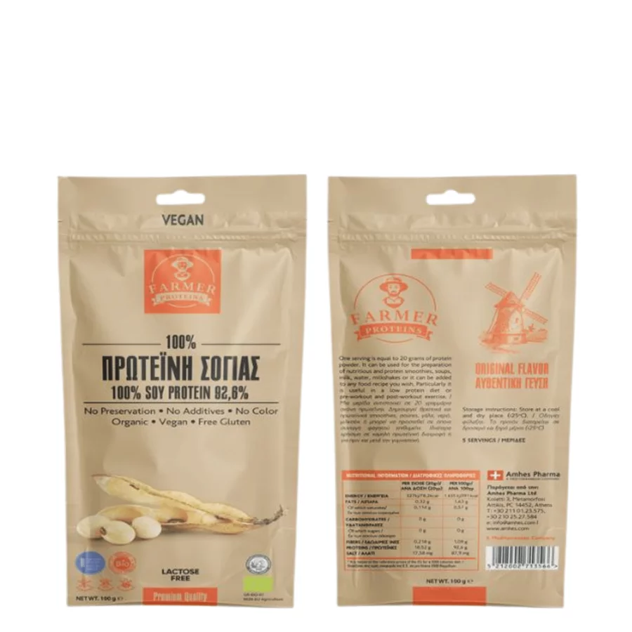 Farmer Proteins Πρωτεΐνη Bio Σόγιας 92,6% (100 gr)
