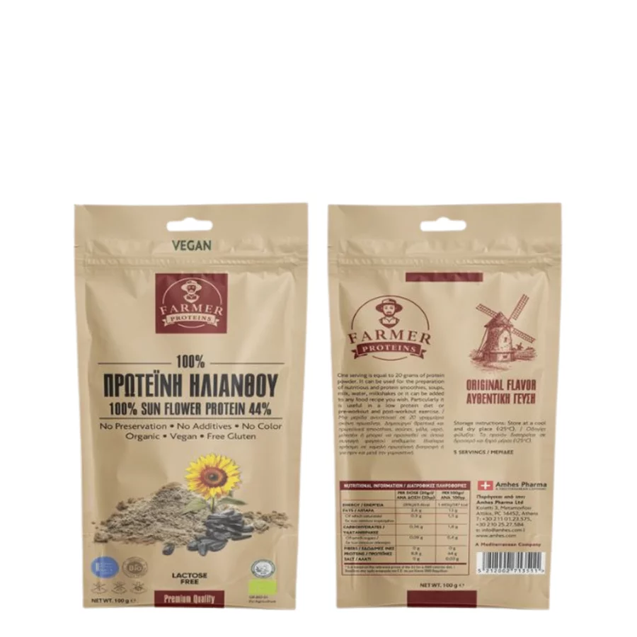Farmer Proteins Πρωτεΐνη Bio Ηλίανθου 44% (100 gr)