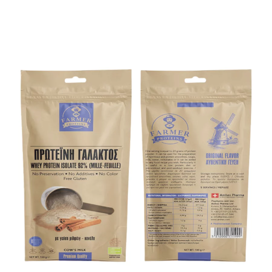Farmer Proteins Πρωτεΐνη Ορού Γάλακτος 92% Mille Feuille (100 gr)