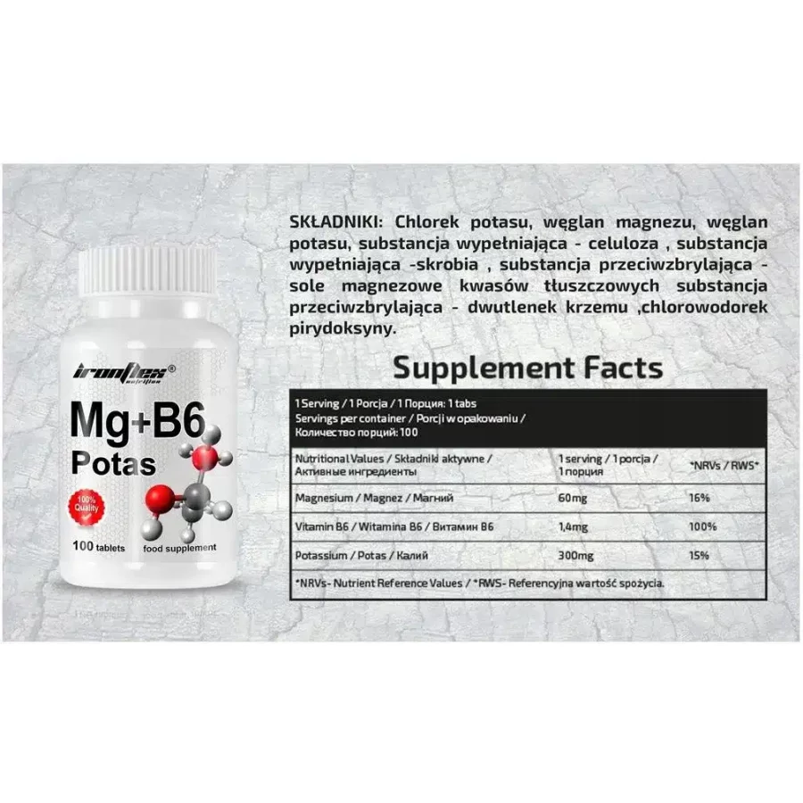 ironflex-mg-b6-potas-100tabl fitness store