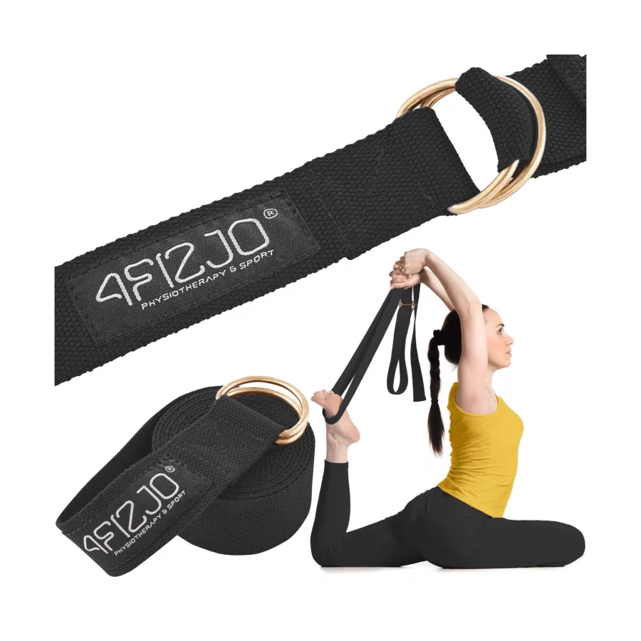 4FIZJO Yoga Belt / λουράκι γιόγκα 300 cm Μαύρο - 5397