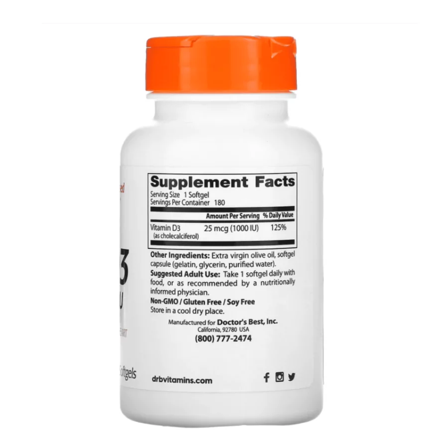 Doctor’s Best Vitamin D3 1000 IU (180 softgels)