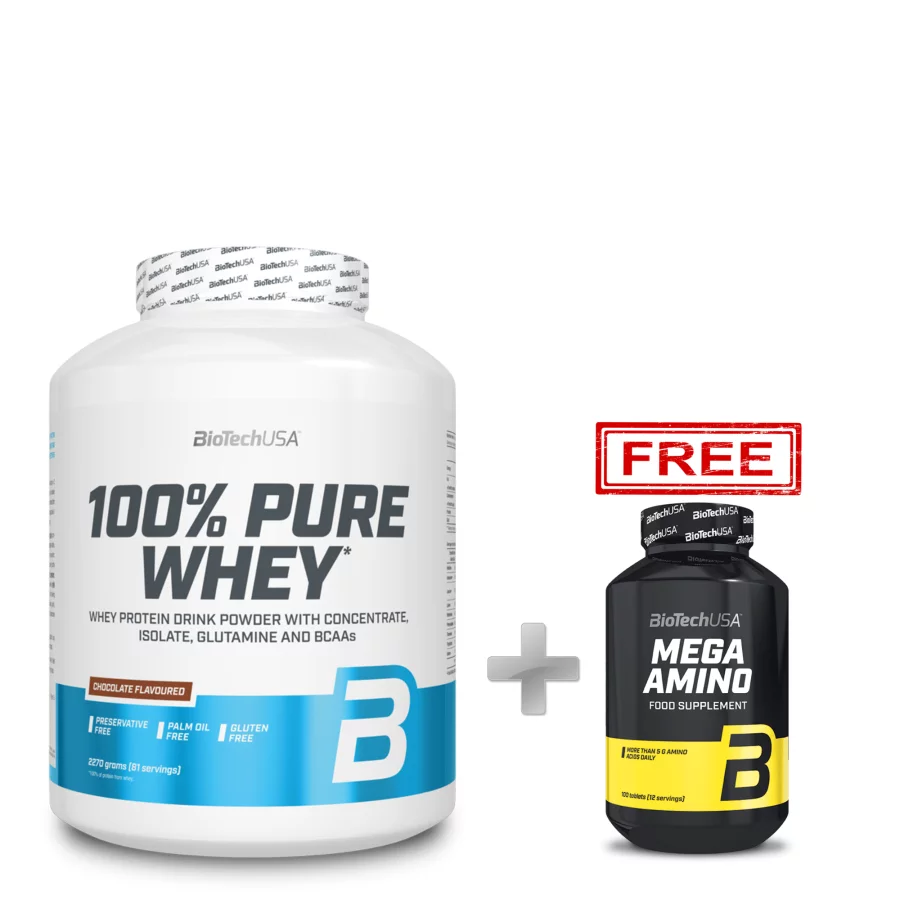 BioTechUsa 100% Pure Whey (2000 gr) + ΔΩΡΟ BioTechUsa Mega Amino (100 Tabs)