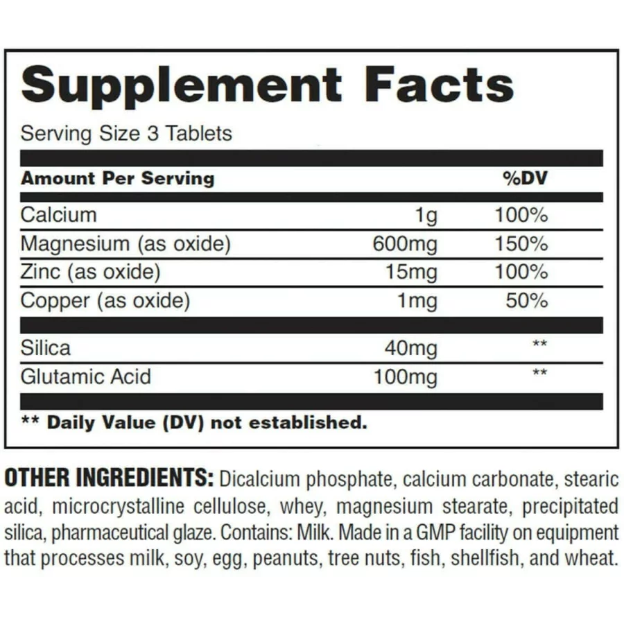 universal ca ma zinc nutritional facts