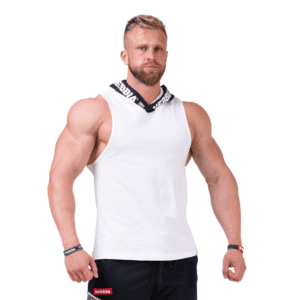 Nebbia NO EXCUSES Tank Top with a Hoodie White 173
