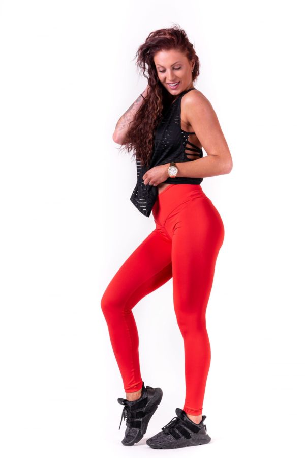 NEBBIA One tone pattern leggings RED 677
