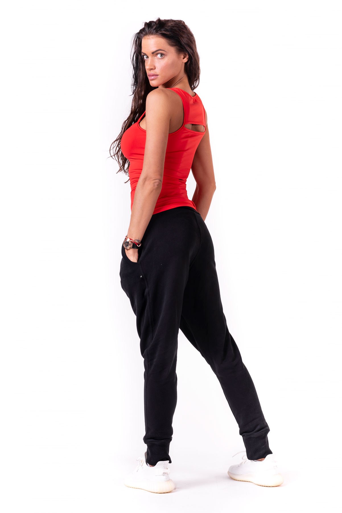 NEBBIA Rib Cut Out Top Red 678