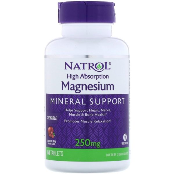 Natrol, High Absorption Magnesium Cranberry Apple Natural Flavor 250 mg (60 Tabs)