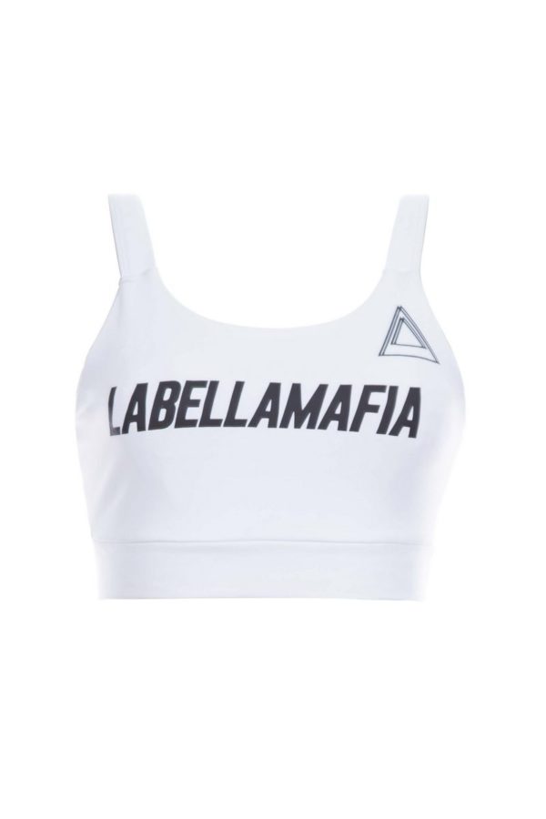 La Bella Mafia White Top Fitness bra