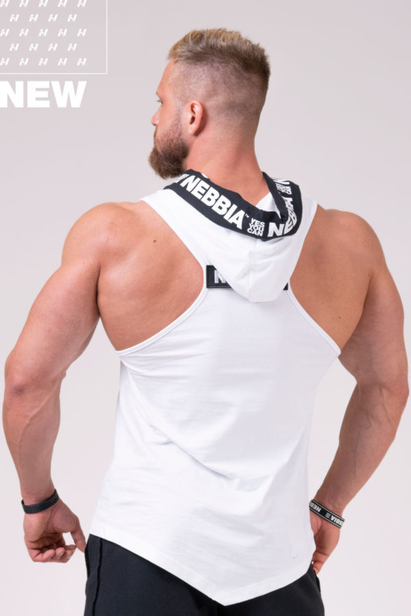 Nebbia NO EXCUSES Tank Top with a Hoodie White 173