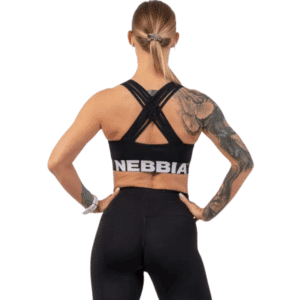 NEBBIA Medium Impact Cross Back Sports Bra Black 410